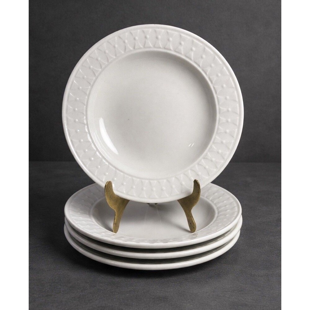 Totally Today TT012 Embossed White Fruit Bowls Set of 4 6.5” Dessert Cereal